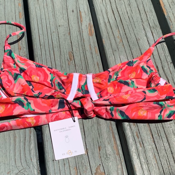 Skatie Bikini Kate Red on pink roses print - Picture 3 of 5